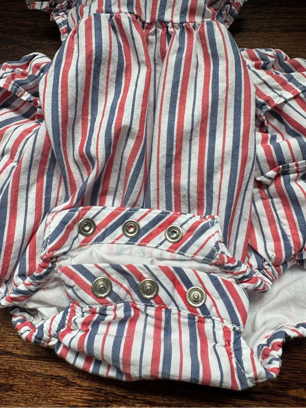 Janie and Jack Striped Ruffle Bubble Romper Summer Patriotic Newborn 0-3 Months